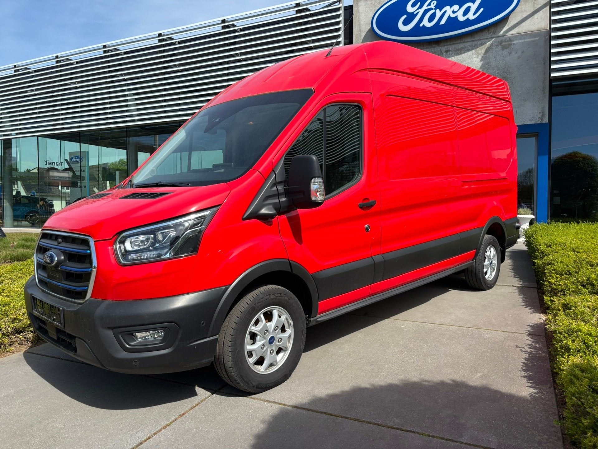 Ford Transit E-Transit 2T 350L L3 Trend Electric – Hoog Da, Autos, Rouge, Entreprise, 3 places, Automatique