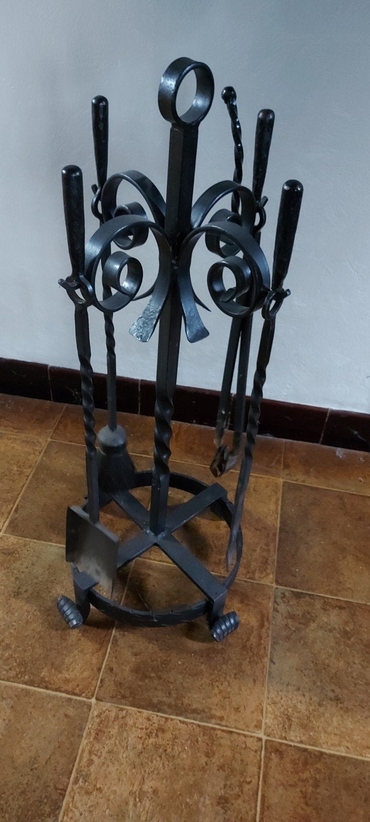 Oud smeedijzeren haardstel, Maison & Meubles, Cheminées, Utilisé, Autres types, Enlèvement