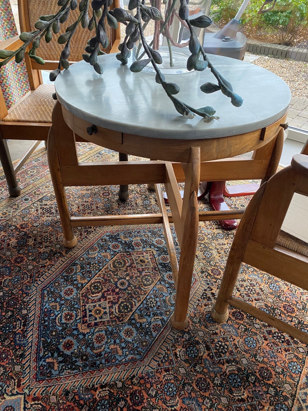 Indonesische kaarttafel  met 4 stoelen, Ophalen, Zo goed als nieuw