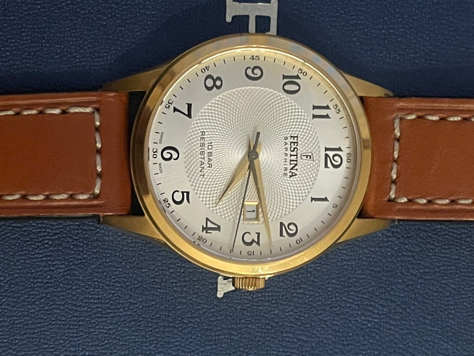 Prachtige nieuwe Festina met Saffierglas compleet in doos, Handtassen en Accessoires, Horloges | Heren, Leer, Staal, Polshorloge
