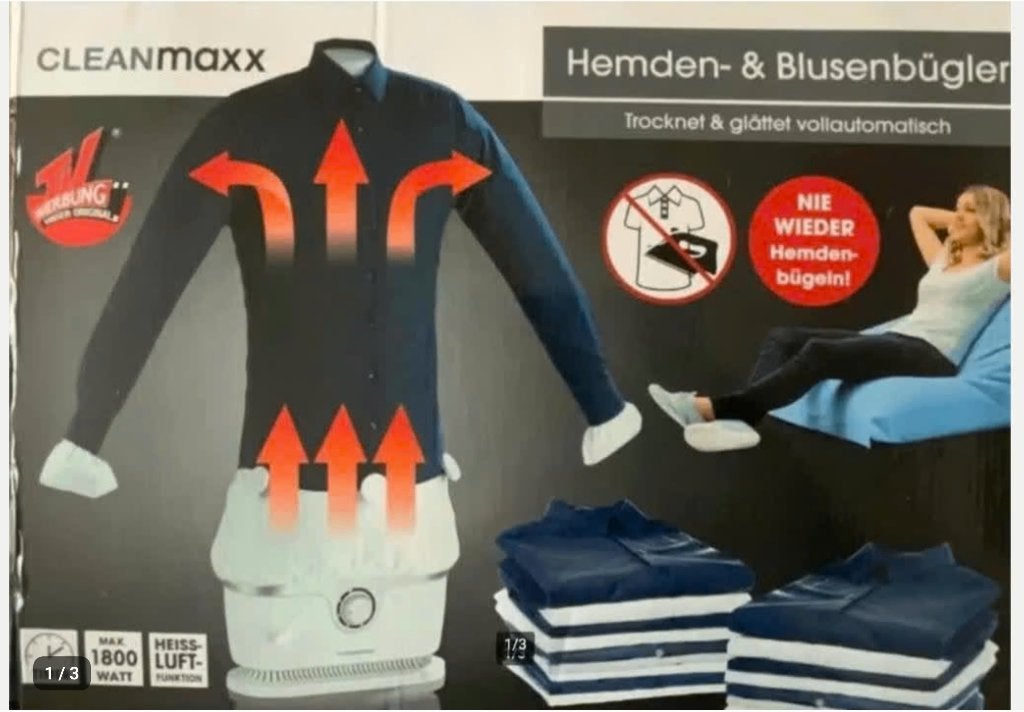 Strijkpop De CLEANmaxx Hemden- & Blusenbügler, Ophalen, Zo goed als nieuw, Strijkijzer met snoer