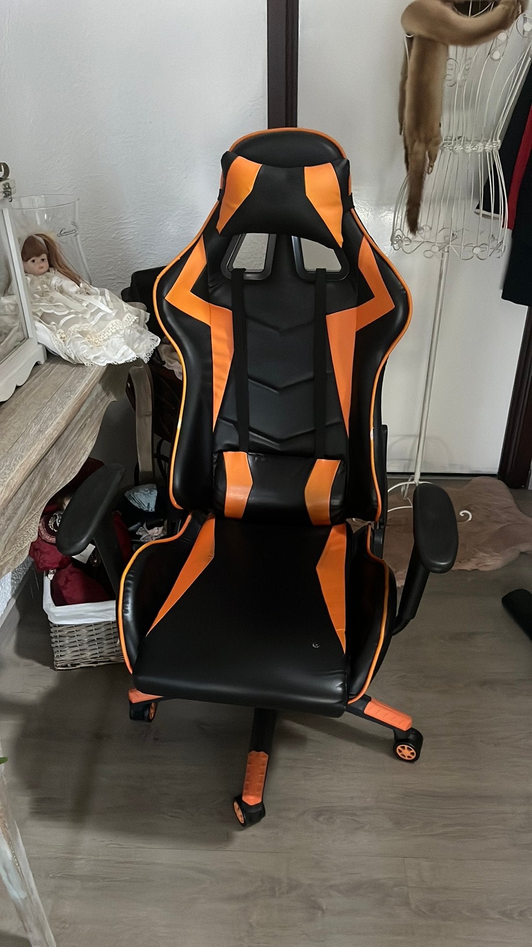 Game / bureau stoel, Huis en Inrichting, Bureaustoelen, Ophalen, Gebruikt, Oranje, Gaming bureaustoel