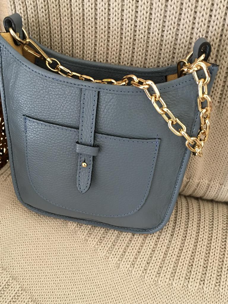 Nieuwe blauwe lederen handtas, Handtassen en Accessoires, Tassen | Damestassen, Ophalen of Verzenden, Handtas