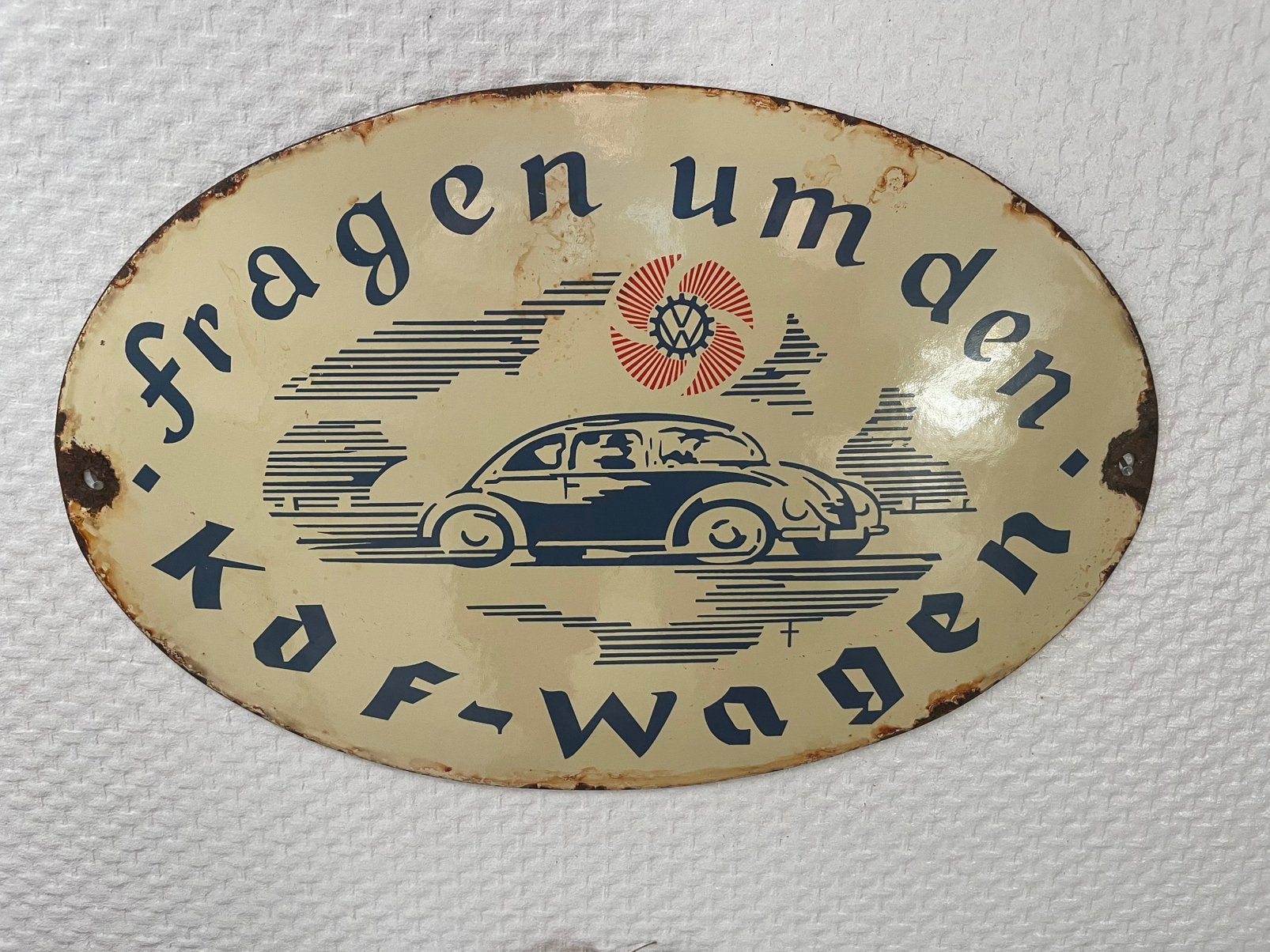 Plaque émaillée vintage Vw coccinelle, Antiquités & Art, Antiquités | Email, Enlèvement ou Envoi