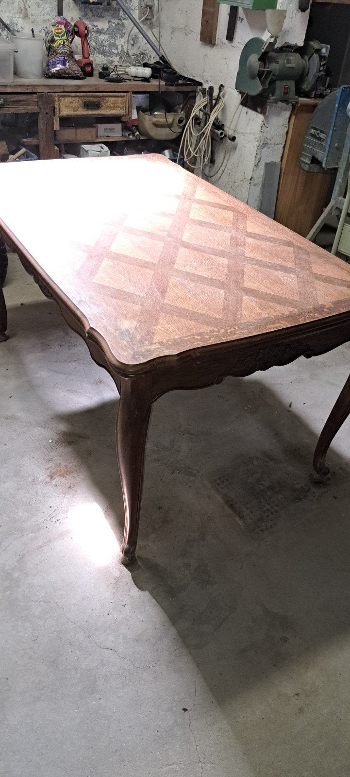 Eettafel in Louis XV-stijl - Ingelegd blad met, Ophalen