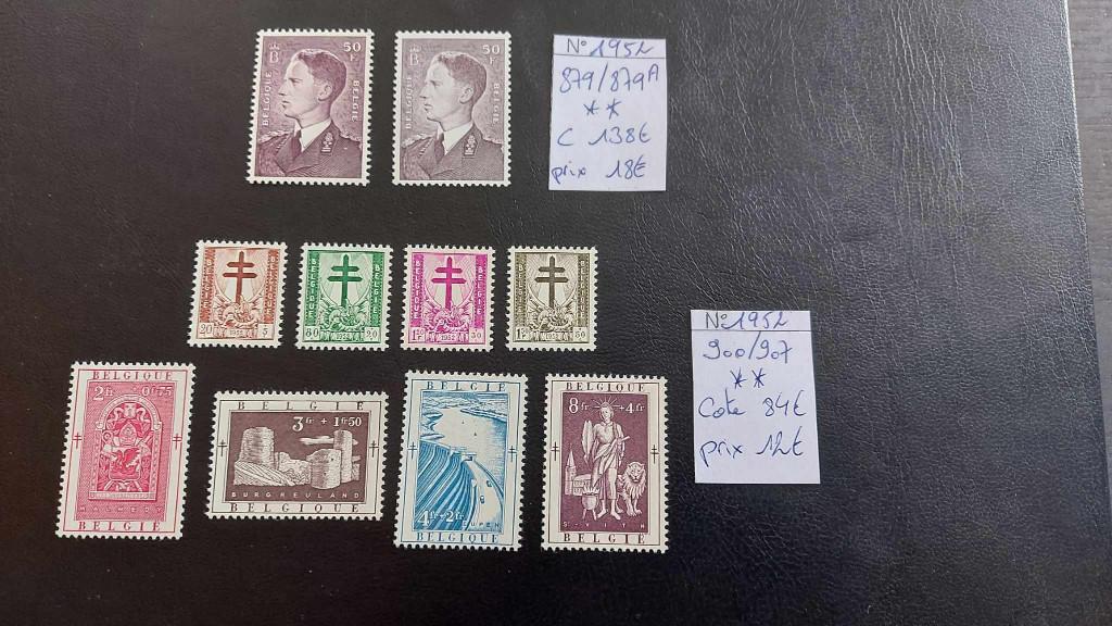 Belgische postzegels/series uit 1952** (5 foto's), Verzenden, Orginele gom, Postfris, Postfris