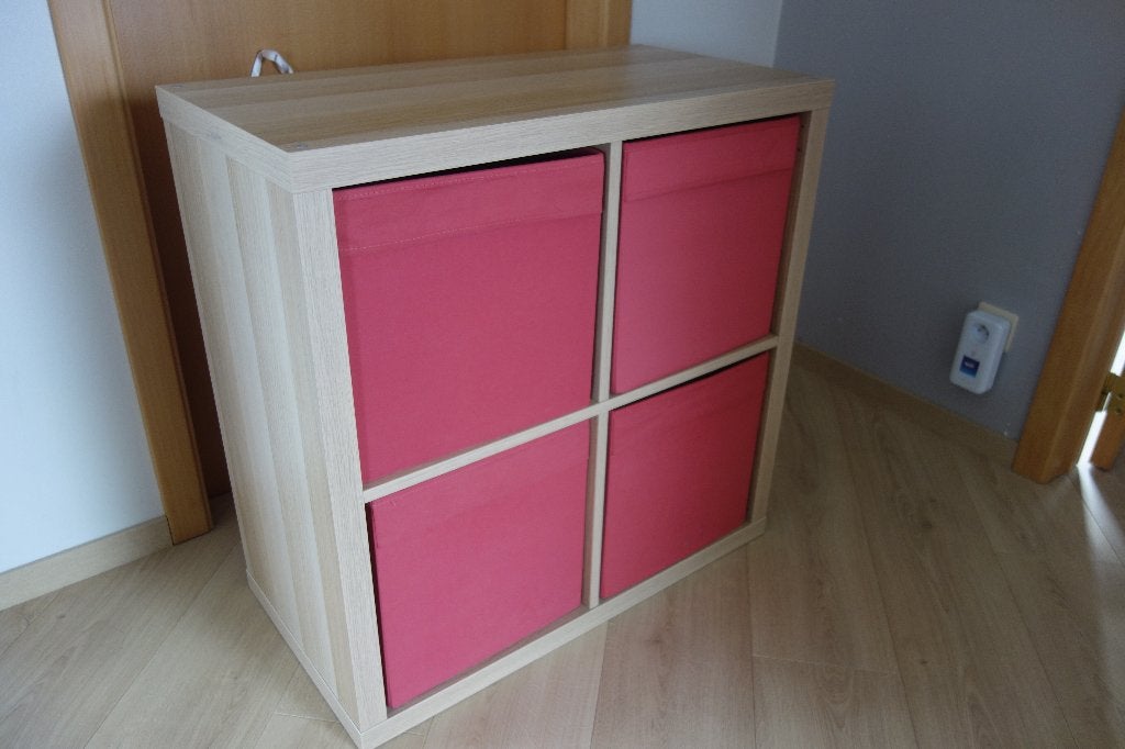 Ikéa kallax chene blanchi 77x77 avec box de rangement Drona, Enlèvement, Comme neuf