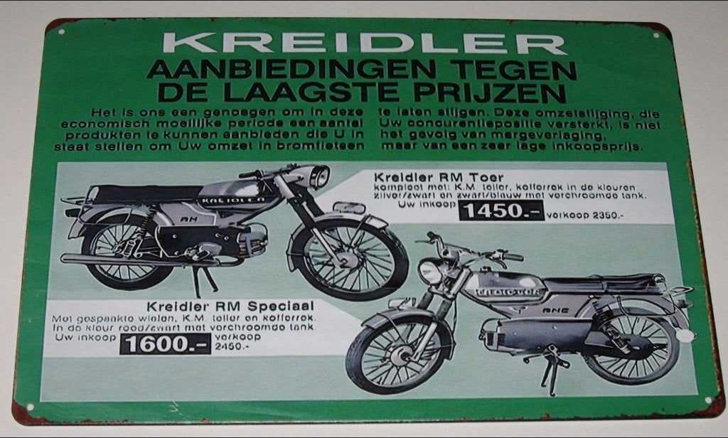 KREIDLER : Bord Kreidler Brommer RM Speciaal & RM Toer, Verzenden, Nieuw, Reclamebord