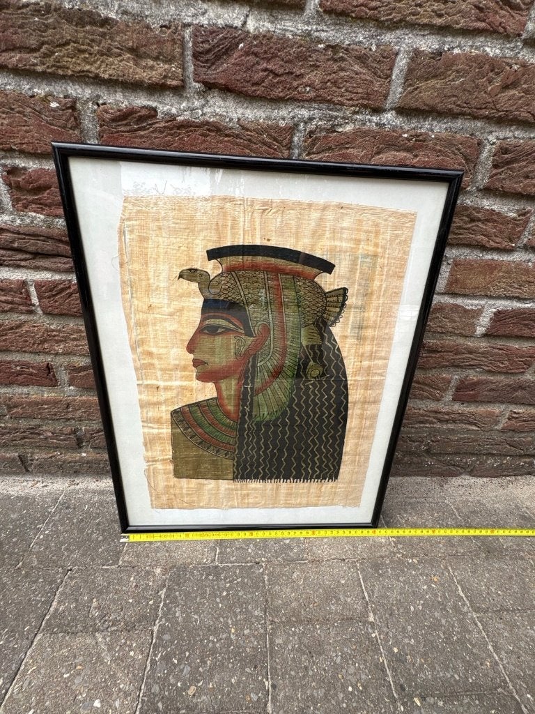 Ingelijste papyrus Egyptisch portret 40x50, Antiek en Kunst, Ophalen