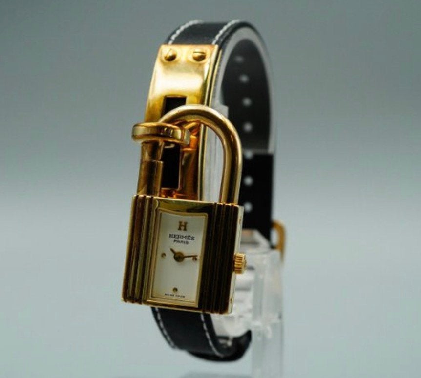 Montre Hermès Kelly Vintage en cuir doré années 90  femme, Enlèvement ou Envoi