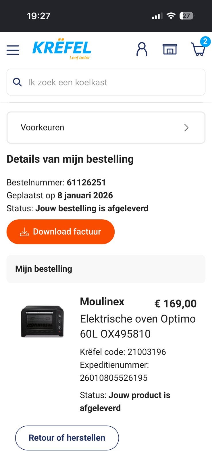 Oven, Ophalen, Oven