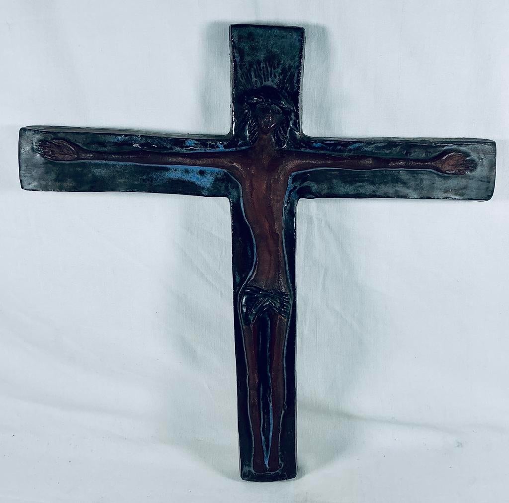 Crucifix vintage en céramique Amphore Perignem Vandeweghe, Enlèvement ou Envoi