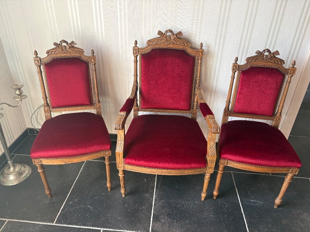 Stoelen, Maison & Meubles, Chaises, Rouge, Trois, Comme neuf, Enlèvement