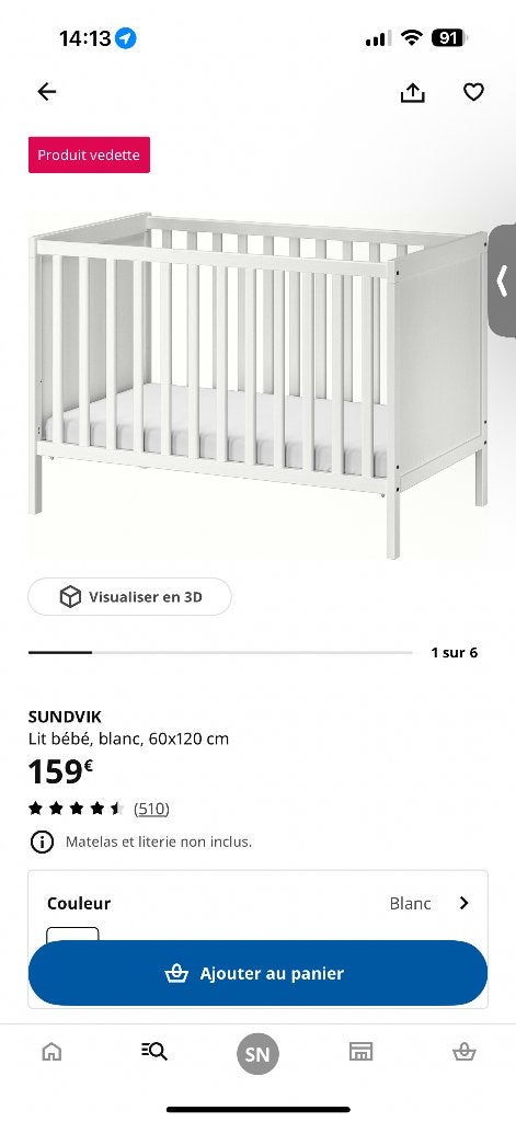 2 Berceau IKEA, Ophalen, 70 tot 85 cm, 140 tot 160 cm, Zo goed als nieuw