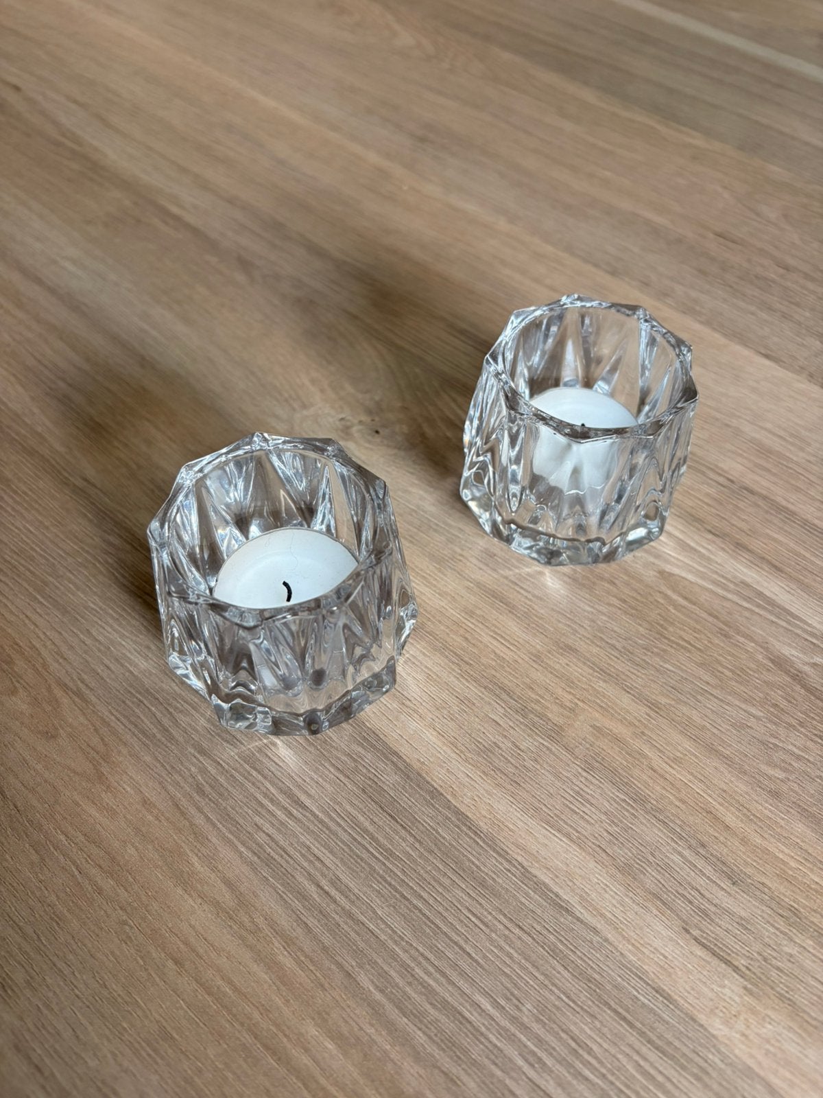 2 Glazen kaarsenhouders, Antiek en Kunst, Verzenden