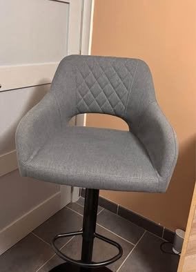 Fauteuil de bar réglable grand confort - Tissu gris., 1 tabouret, Comme neuf, Enlèvement, 60 à 90 cm