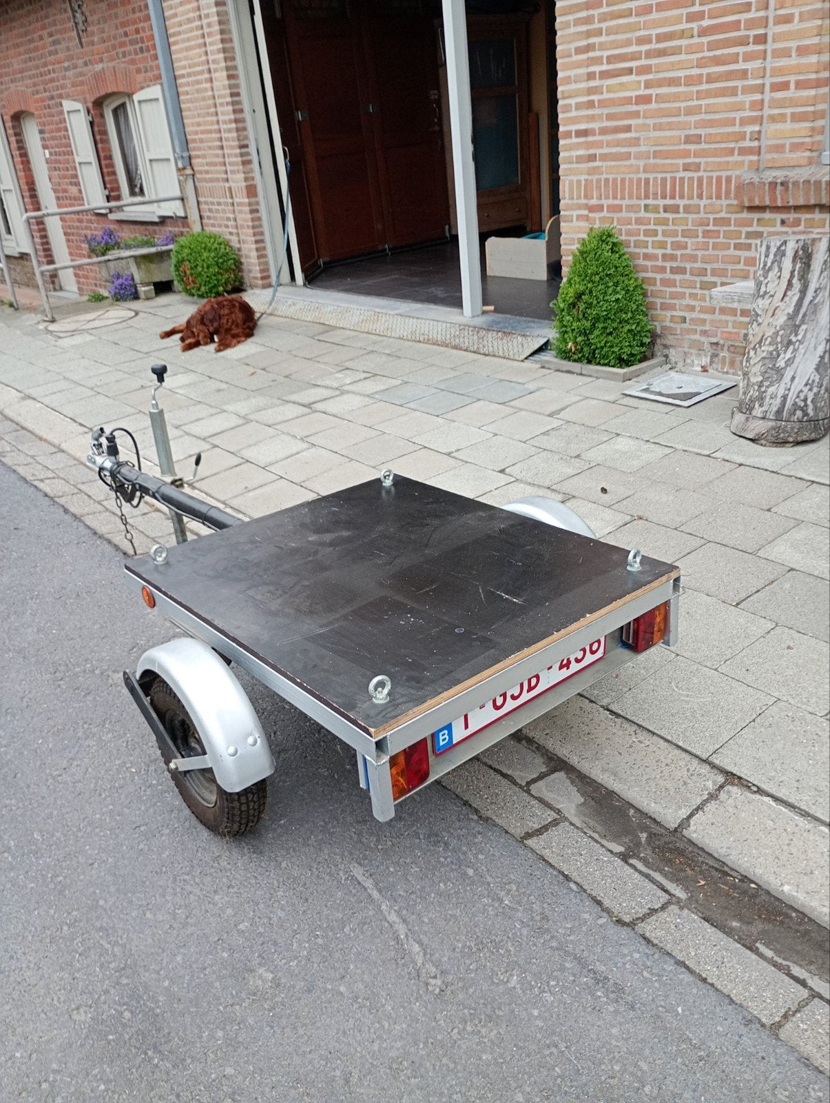 Aanhangwagen.Plateau met kooi, Ophalen