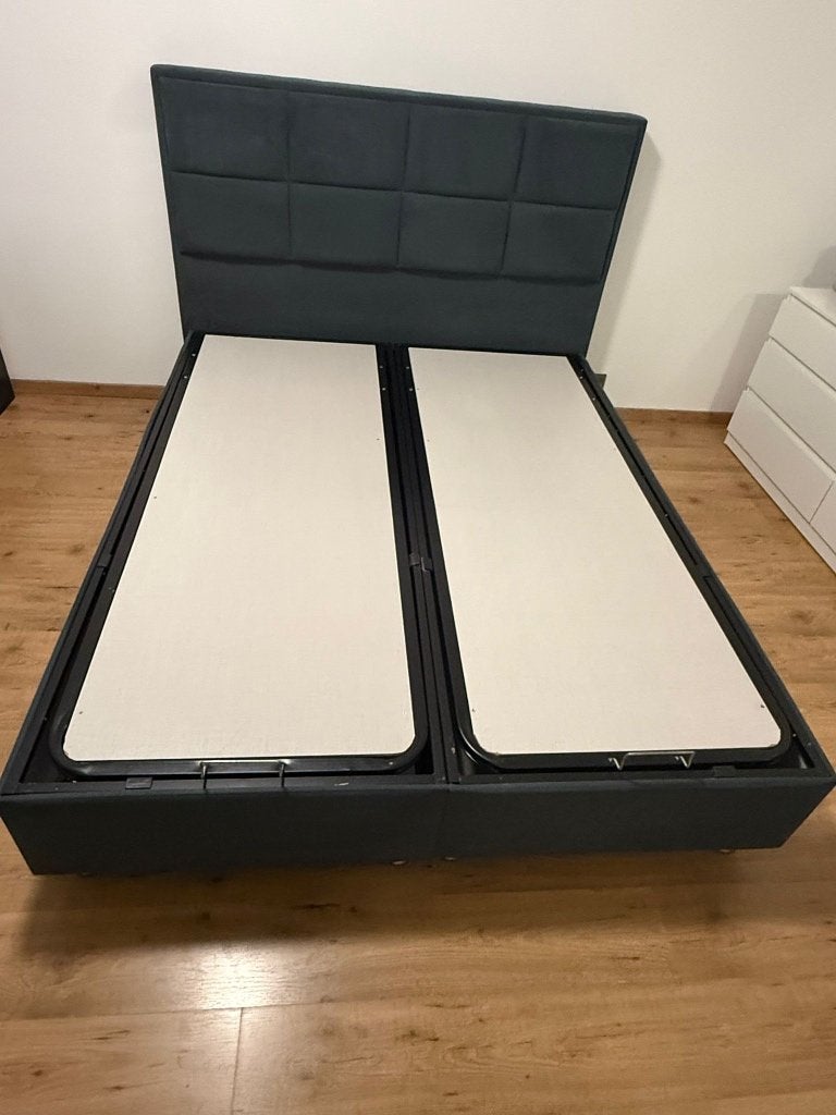 Bed met opbergruimte 160x200, Ophalen, Tweepersoons, Zo goed als nieuw, 200 cm