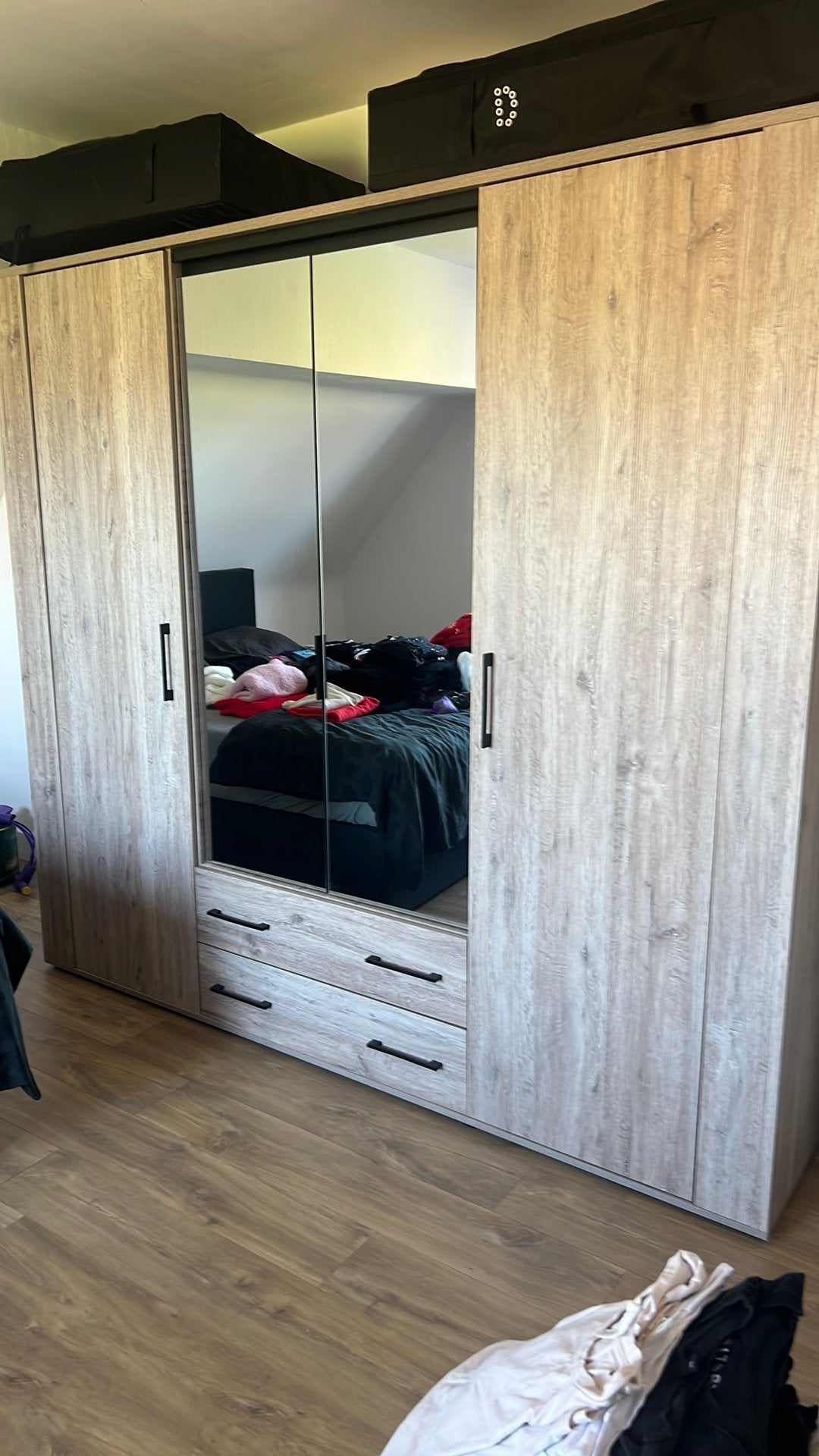 Eik look kleerkast en 2 nachtkastje, Huis en Inrichting, Kasten | Kleerkasten, Ophalen, 200 cm of meer, Zo goed als nieuw, 200 cm of meer