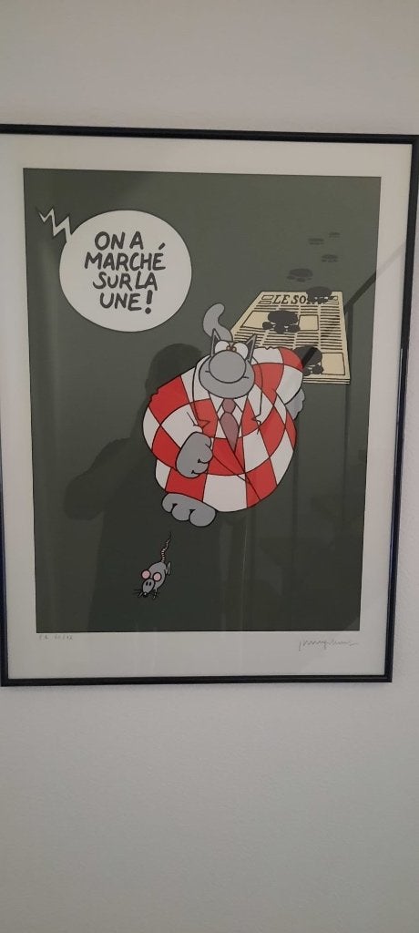 Geluck sérigraphie rare  : on a marché sur la une, Édition limitée, Enlèvement ou Envoi, Autres sujets, Sérigraphie