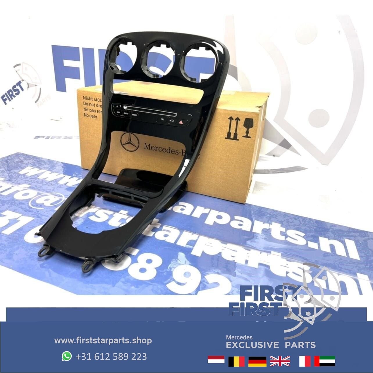 W205 C205 HOOGGLANS ZWART MIDDENCONSOLE origineel MB C KLASS, Utilisé, -, -, Enlèvement ou Envoi