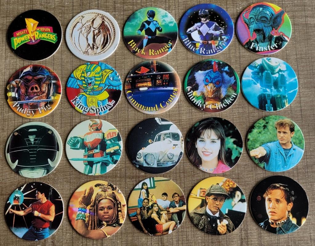 Power Rangers: 20 flippo's - Universal Flipcaps Association, Ophalen of Verzenden, Zo goed als nieuw, Tv, Overige typen