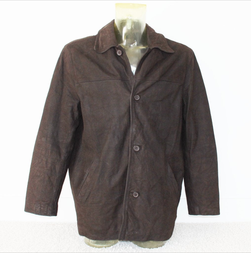 Mooie Leren Casual Men Tex Heren Jas (Maat 4 / L) € 85,-, Kleding | Heren, Maat 52/54 (L), Bruin, Zo goed als nieuw, Verzenden