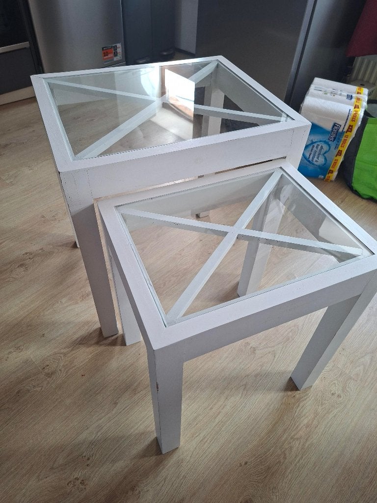 Tables basses (lot de 2), Maison & Meubles, Moins de 55 cm, 45 à 60 cm, Verre, Enlèvement