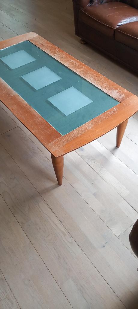 Salontafel teak hout, Huis en Inrichting, Tafels | Salontafels, Ophalen, Glas
