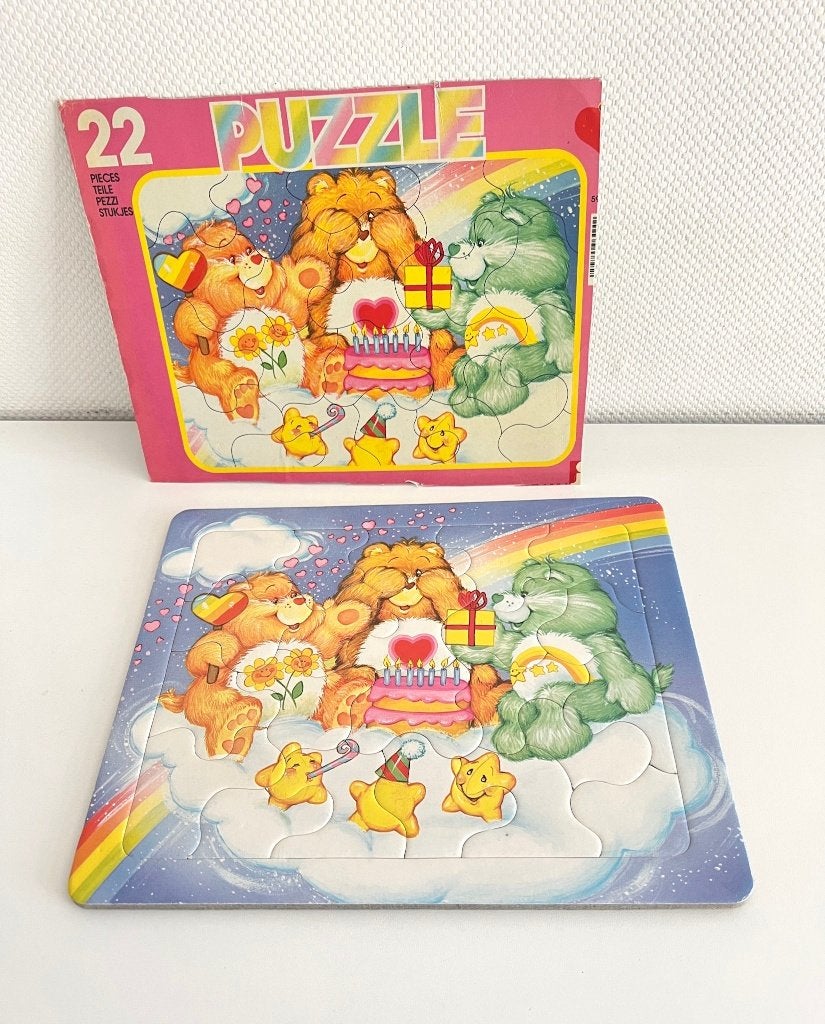 Puzzle 22 pièces Bisounours L'anniversaire - Nathan 1985, Enlèvement ou Envoi, Aucun, 2 à 4 ans, Utilisé