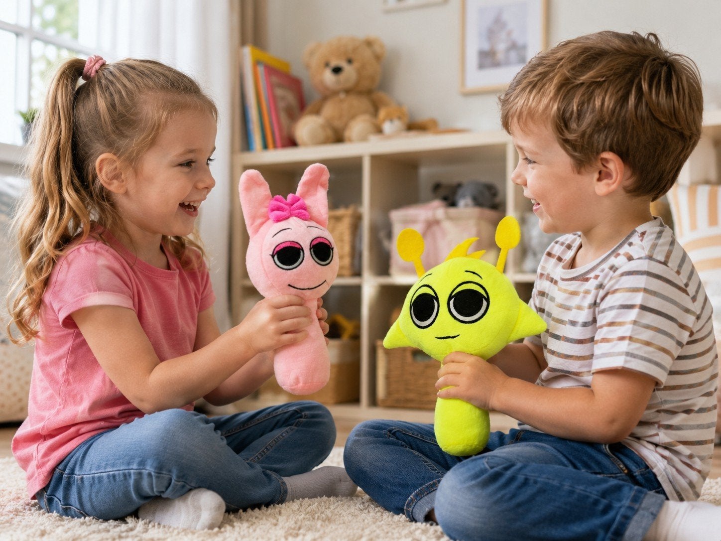 Peluche Rose et jaune – Style Lapin, Neuf, Lapin