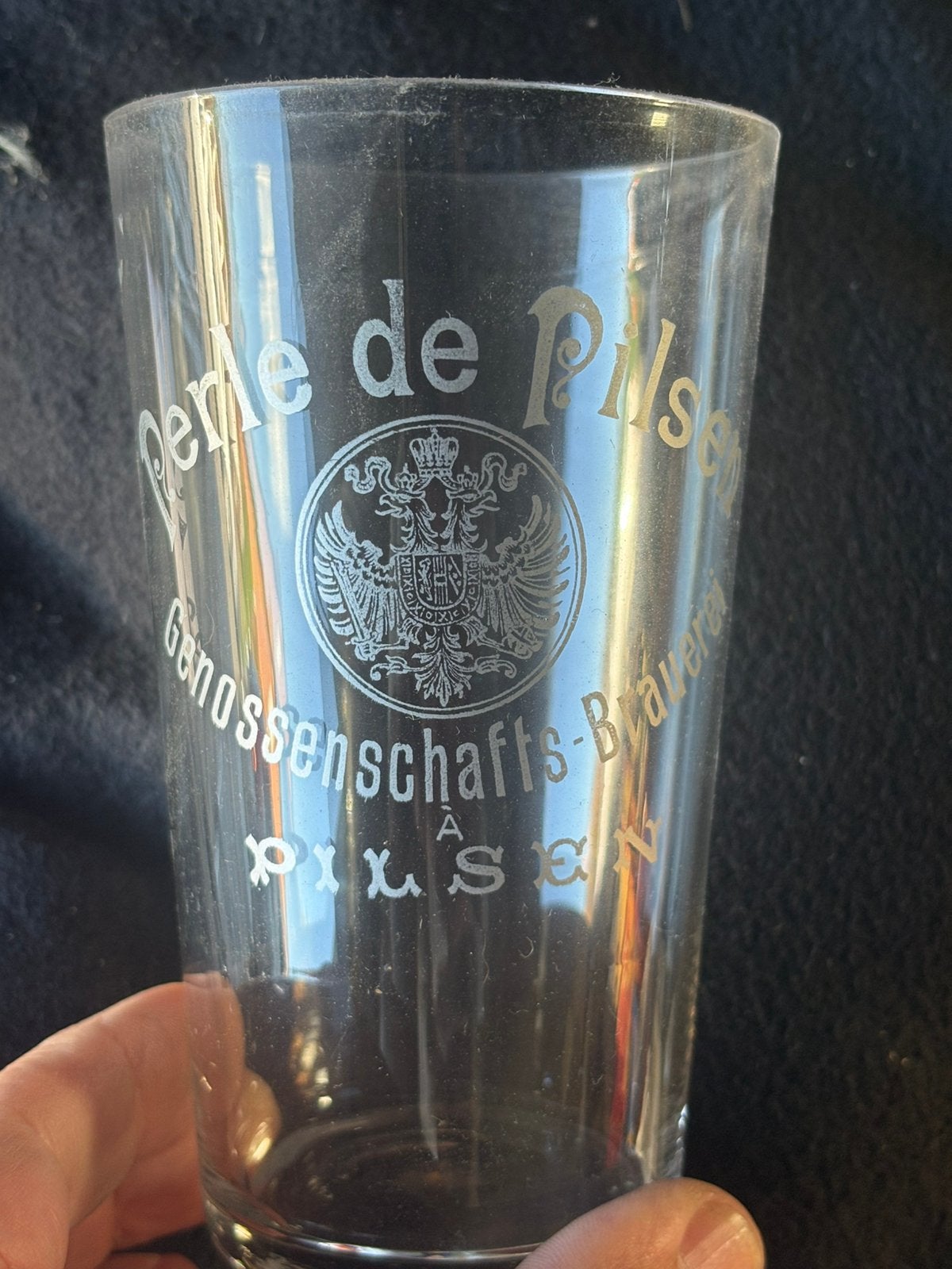 Rare lot de 5 anciens verres biere perle de pilsen, Enlèvement ou Envoi, Utilisé, Verre à bière