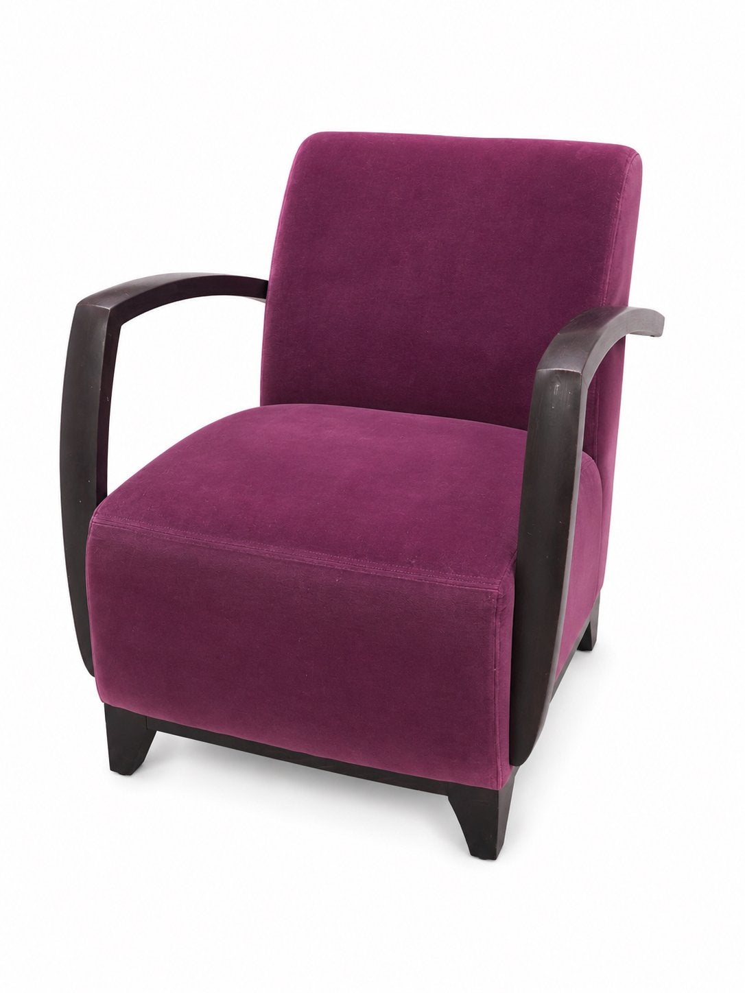 Fauteuil en chêne teinté et tissu velour, Enlèvement, Comme neuf
