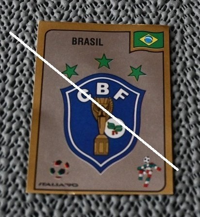 Panini Italia 90 Embleem Brazilie, Verzenden, Zo goed als nieuw, Poster, Plaatje of Sticker