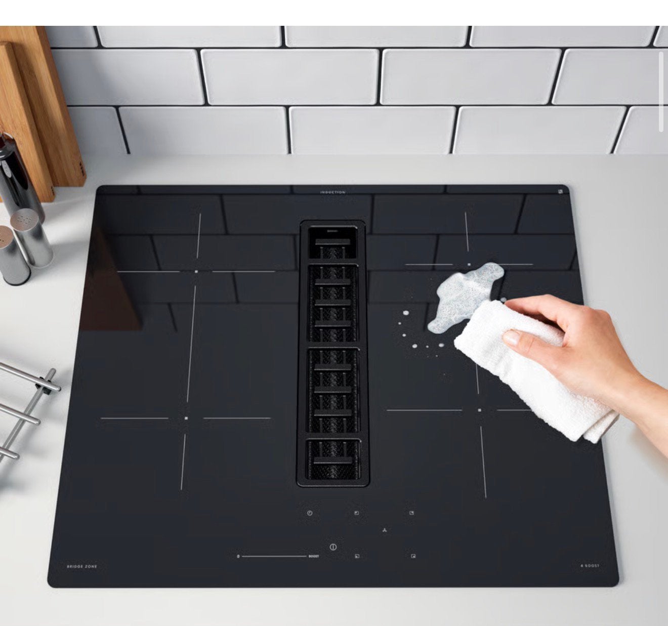 Plaque à induction/hotte intégrée, IKEA 500 noire, 60, Electroménager, Enlèvement ou Envoi, Neuf