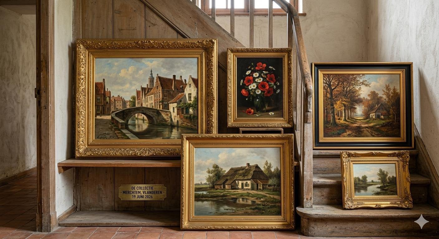 Mooi lot 5 klassieke olieverfschilderijen goudkleurige kader, Tickets en Kaartjes, Musea