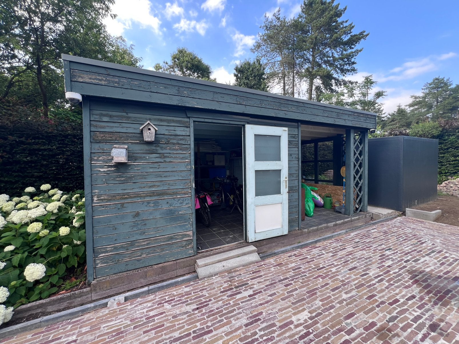 Tuinhuis blokhut met overkapping, Ophalen, Zo goed als nieuw, Blokhut, Met overkapping