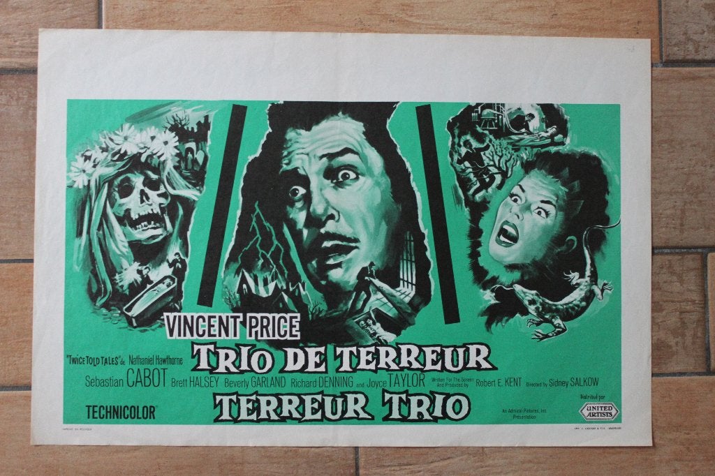 filmaffiche Twice Told Tales 1963 Vincent Price filmposter, Collections, Enlèvement ou Envoi, Rectangulaire horizontal, A1 jusqu'à A3