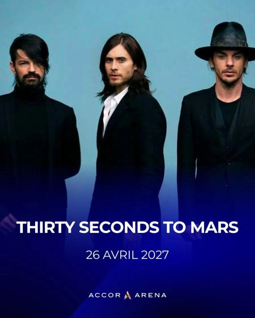 Places de concert THIRTY SECONDS TO MARS - Paris 26/04/2027, Tickets & Billets, Mars