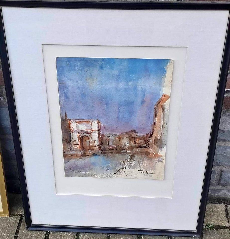 Aquarelle Rome 62 signe José van gucht, Antiquités & Art, Art | Peinture | Classique, Enlèvement ou Envoi