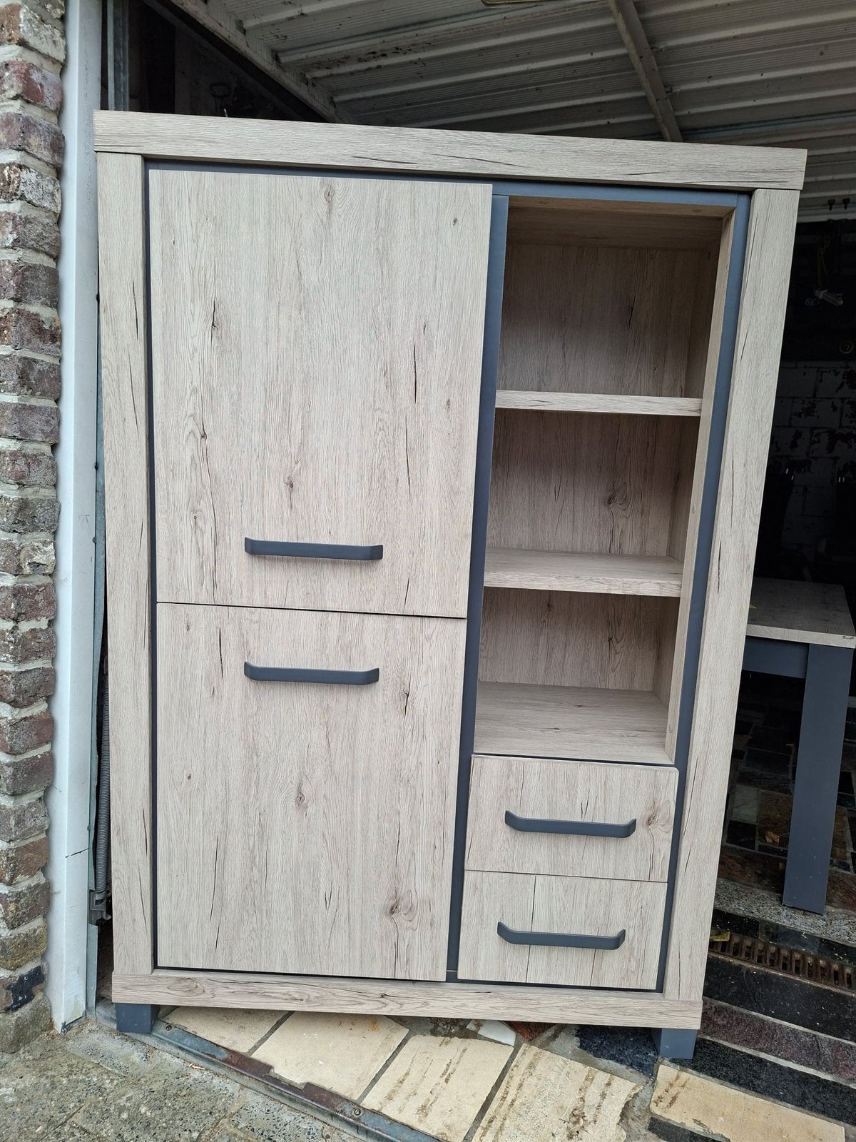Dressoir kast tv kast + eettafel, Huis en Inrichting, Kasten | Vitrinekasten, Ophalen, Met lade(s), Glas, Landelijk