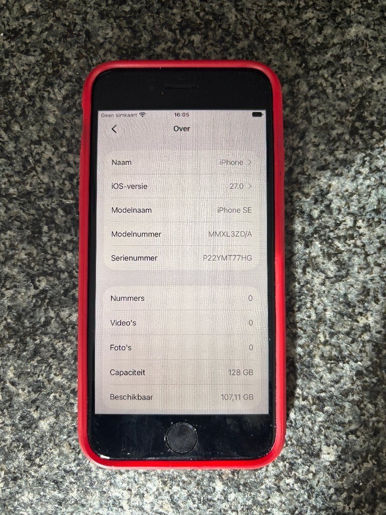 iPhone SE (MMXL3ZD-A), Telecommunicatie, Ophalen, Gebruikt, Rood, 128 GB