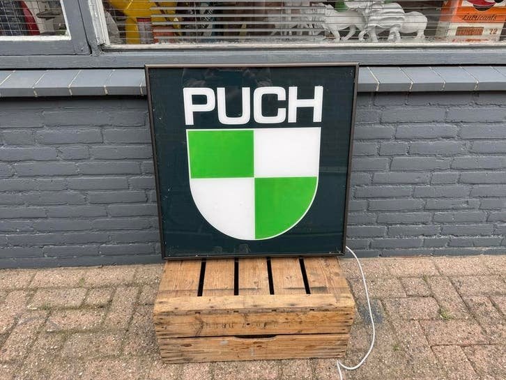 Vintage Puch Reclame Lichtbak - Reclamebord, Verzamelen