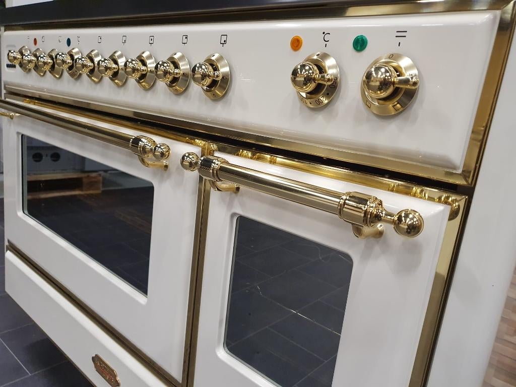 🔥Luxe Boretti Majestic Fornuis 121cm crème + messing frytop, Ophalen, 60 cm of meer, Zo goed als nieuw, Energieklasse A of zuiniger