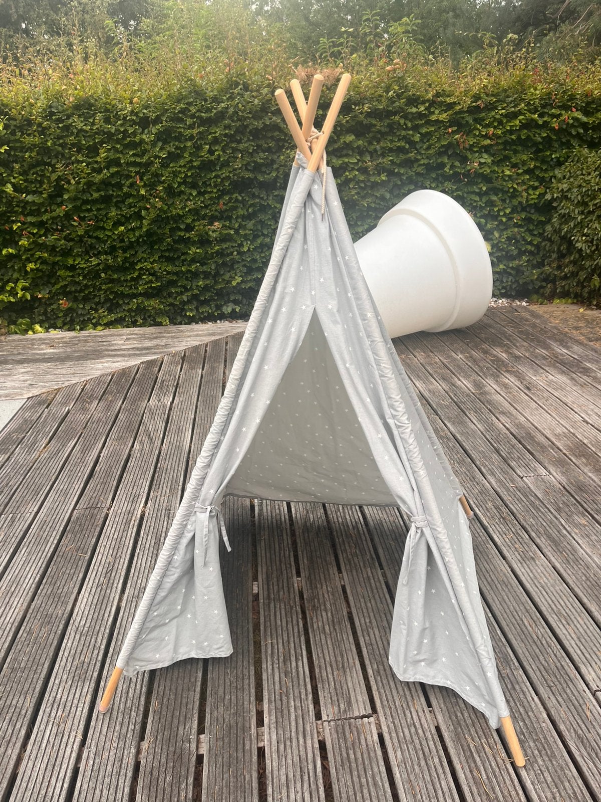 Tente tipi enfant, coton épais gris imprimé étoiles blanches, Enlèvement, Utilisé