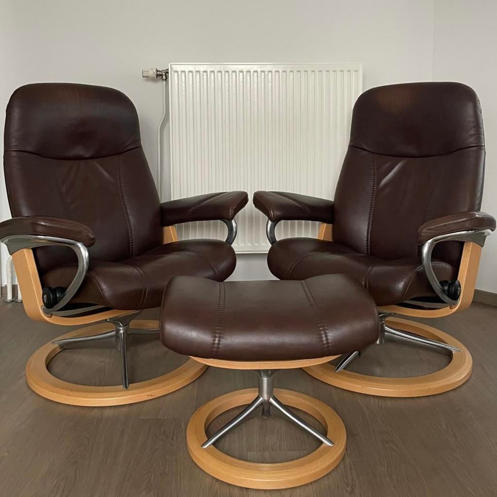 Stressless Design Fauteuil incl. Voetenbank, Huis en Inrichting, Fauteuils, Ophalen, Zo goed als nieuw