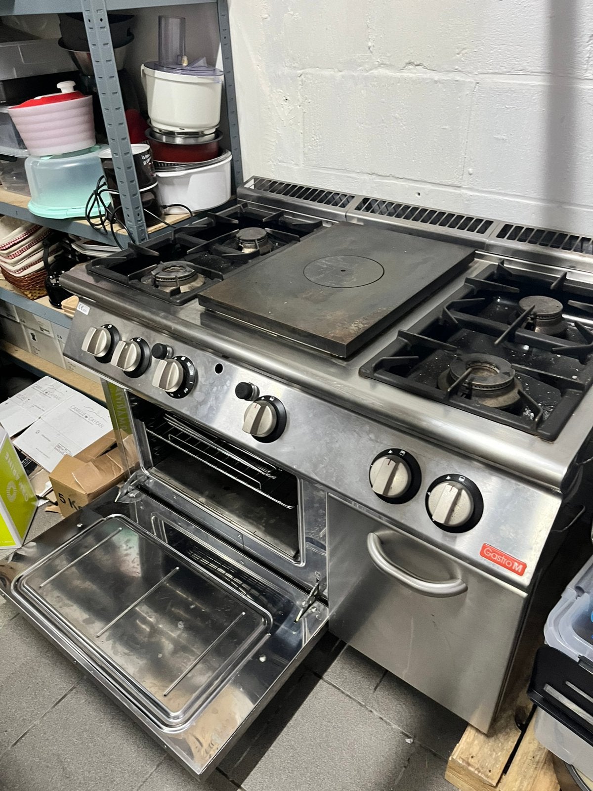 Cuisinière gaz  4 becs etplaque de mijoter four, Ophalen, Tussenbouw, Zo goed als nieuw, Gas