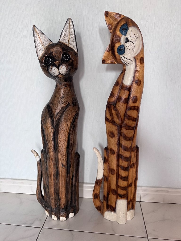 2 Houten katten, Verzamelen, Ophalen, Gebruikt