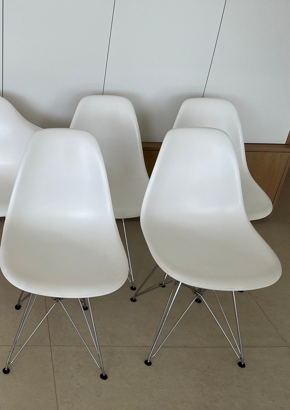 4 eetkamerstoelen, Maison & Meubles, Chaises, Synthétique, Enlèvement, Utilisé, Blanc