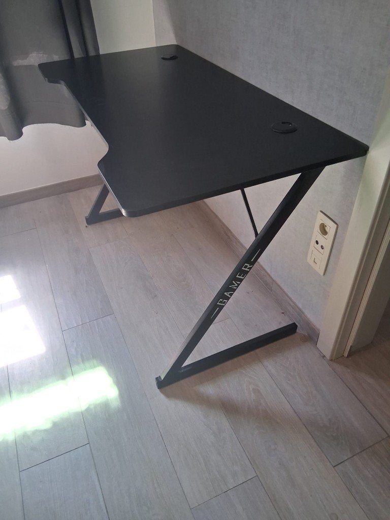 gametafel en bureaustoel, Scandinave, Bureau gaming, 120 cm, Goulotte de câbles